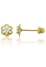remarkable minuscule open french flower gold earrings for babies 